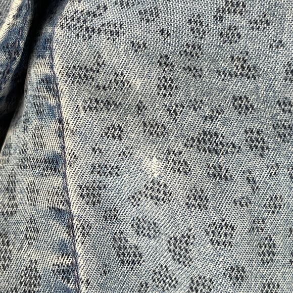Bella Dahl Leopard Print Tencel Top Womens Medium Blue Button Down 3/4 Sleeve - Picture 16 of 16